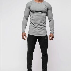 Hera Hero Men long sleeve workout shirt Beige/Brown NWT